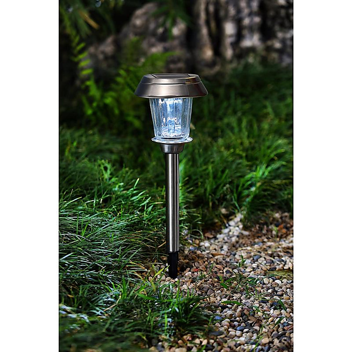 Living Accents - GLE738369S-PDQ - Brushed Nickel Solar Powered 0.2 W LED Pathway Light 1 pk