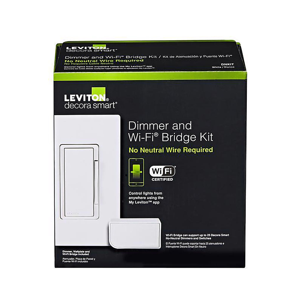 Leviton - DNKIT-1RW - Decora White WiFi Smart Dimmer Switch w/Remote Control & Smart Bridge 1 pk