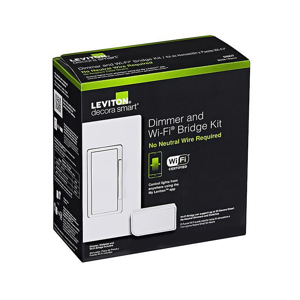 Leviton - DNKIT-1RW - Decora White WiFi Smart Dimmer Switch w/Remote Control & Smart Bridge 1 pk
