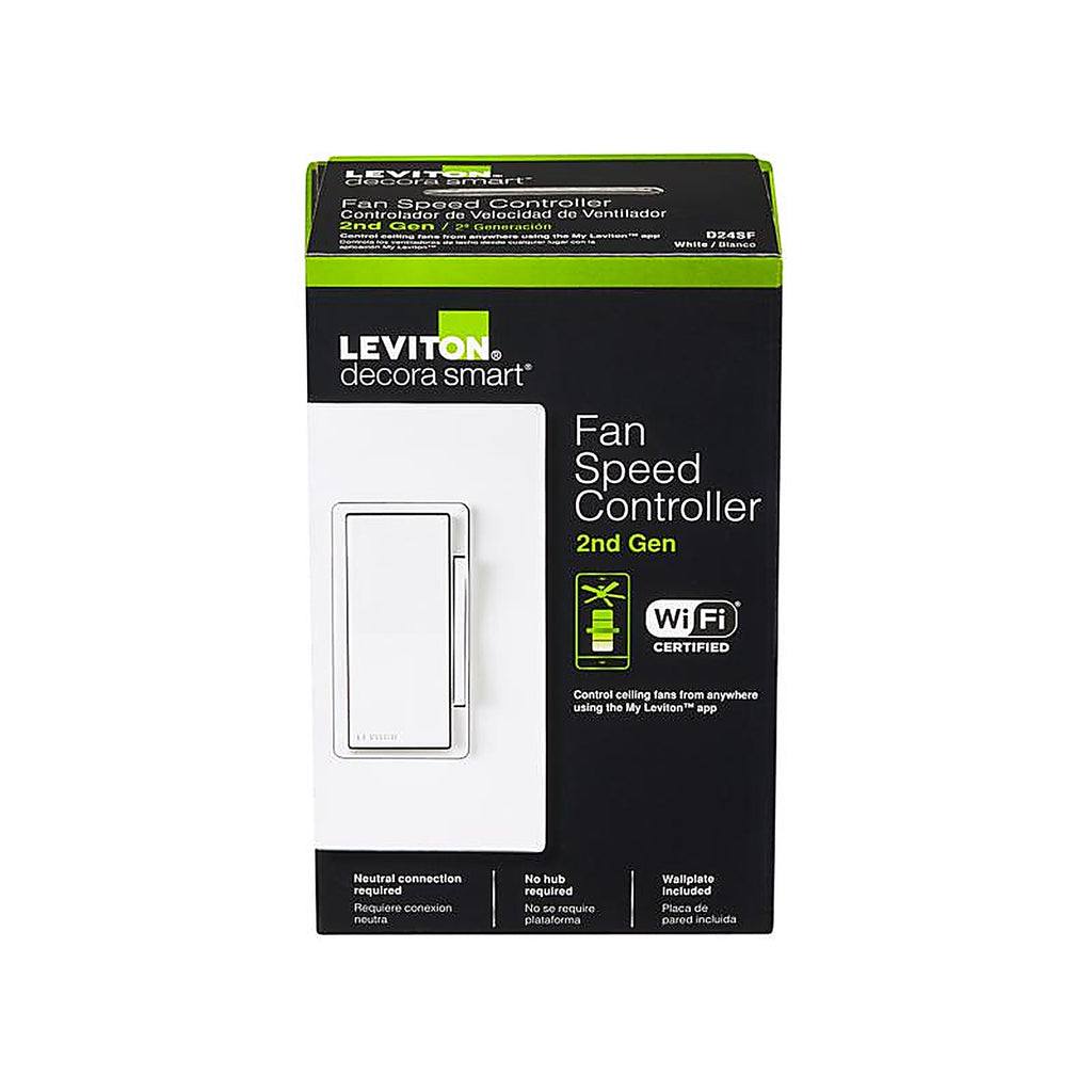 Leviton - D24SF-1RW - Decora Rocker Fan Control Switch White 1 pk