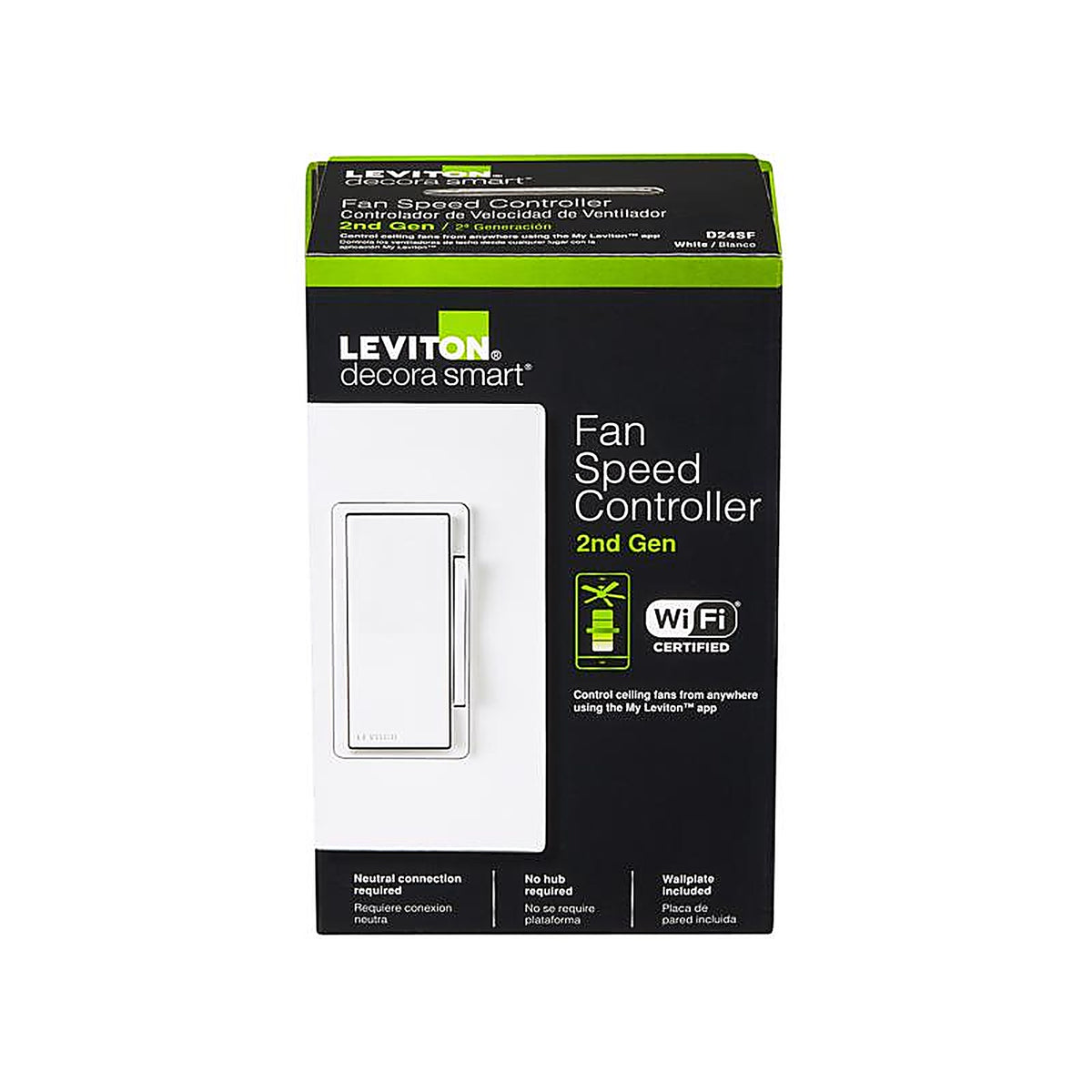 Leviton - D24SF-1RW - Decora Rocker Fan Control Switch White 1 pk