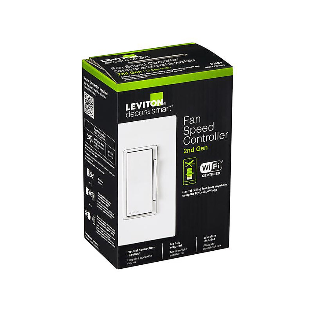 Leviton - D24SF-1RW - Decora Rocker Fan Control Switch White 1 pk