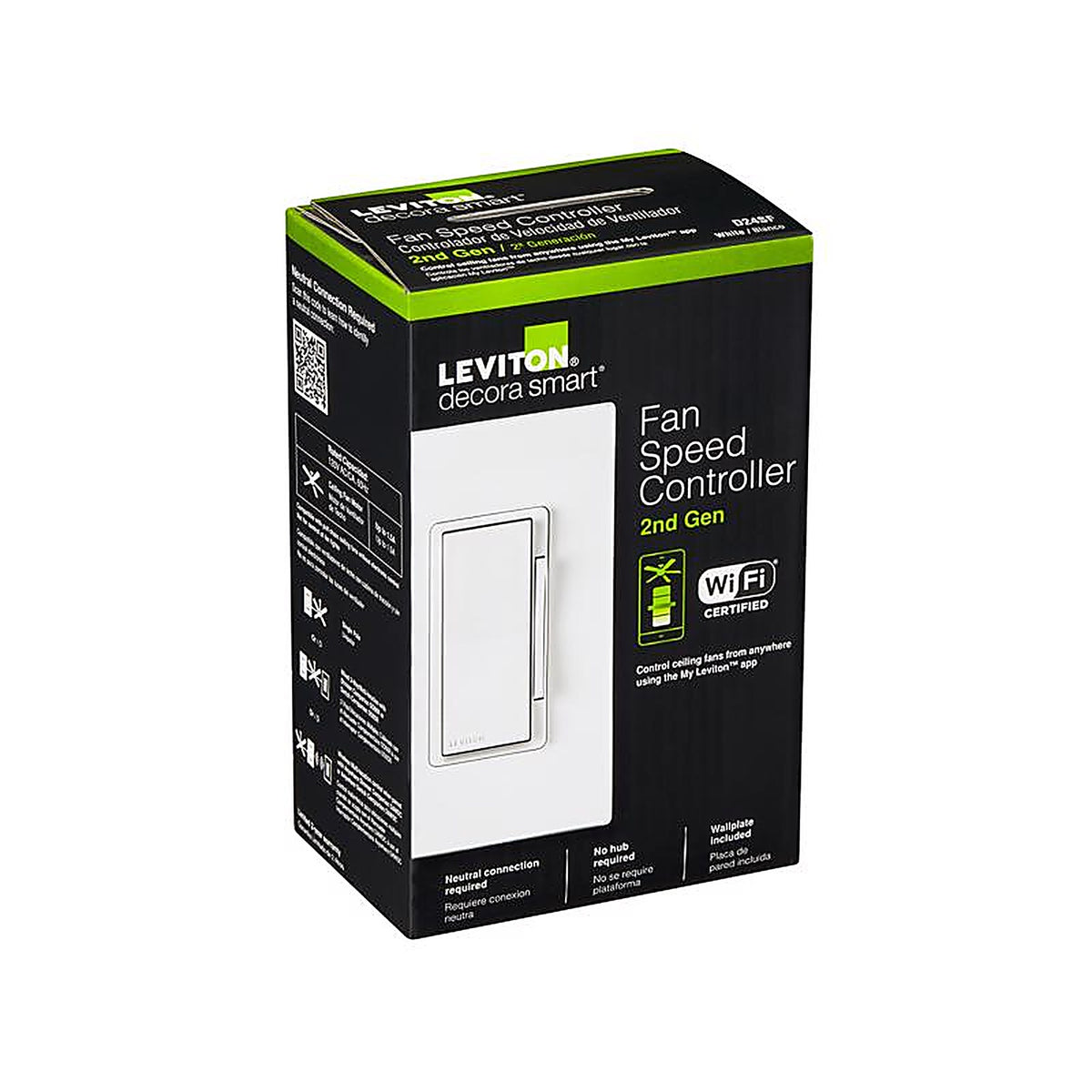 Leviton - D24SF-1RW - Decora Rocker Fan Control Switch White 1 pk