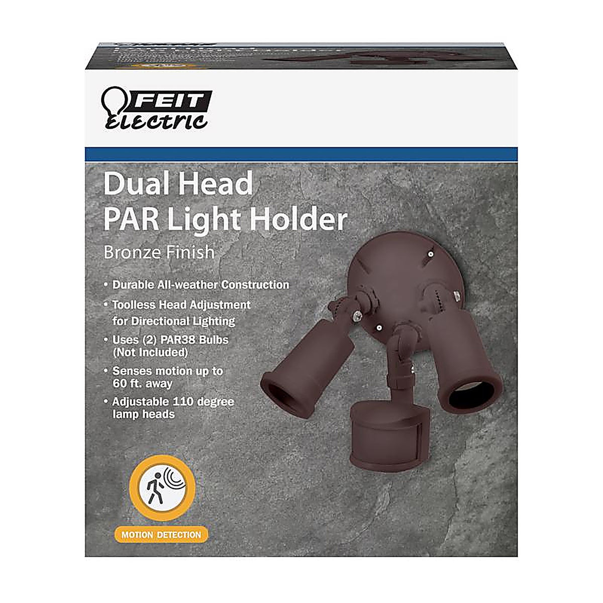 Feit Electric - SDFL/MOT/BZ - Motion-Sensing 180 deg LED Bronze Lamp Holder Kit Hardwired