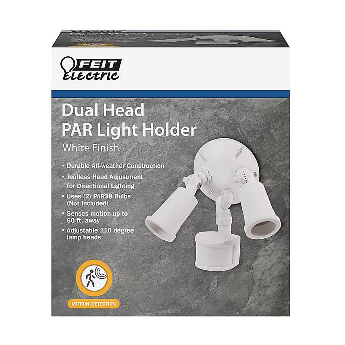 Feit Electric - SDFL/MOT/WH - Motion-Sensing 180 deg LED White Lamp Holder Hardwired
