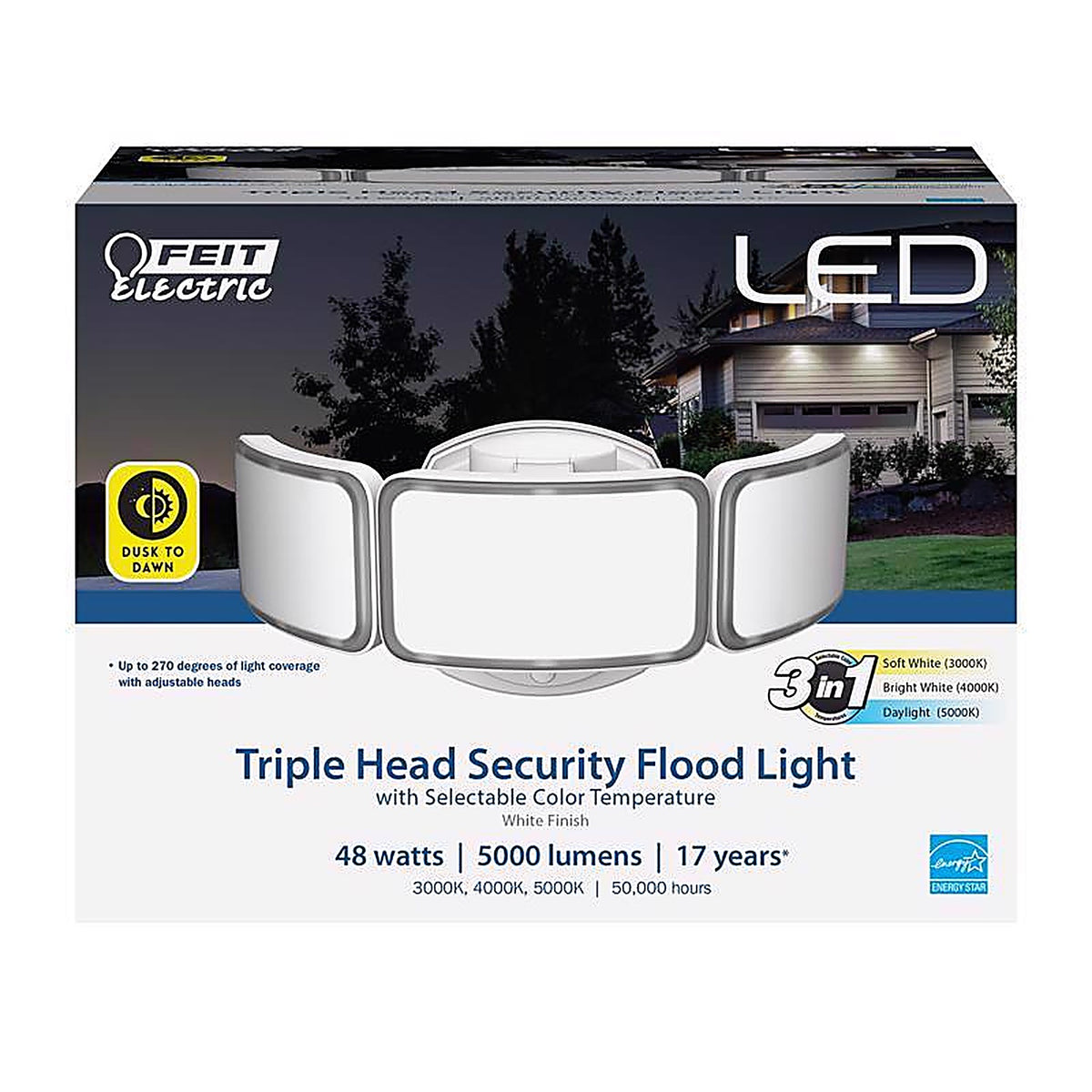 Feit - S105TFL3CCTDDWH - Dusk to Dawn Hardwired LED White Security Floodlight