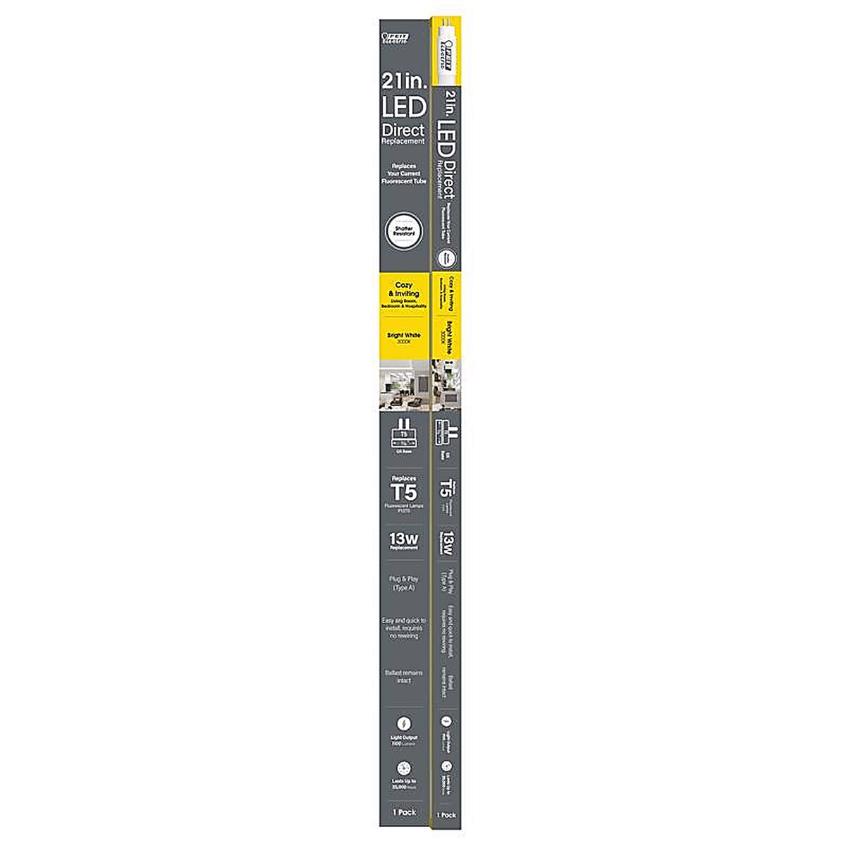Feit - T521/830/LED - General Purpose Bright White 21 in. Bi-Pin Linear LED Linear Lamp 13 Watt Equivalence 1 pk