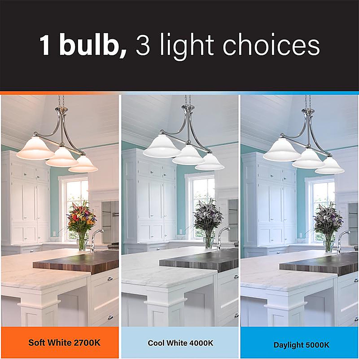Feit Electric - OM300/3CCT/LEDI - A23 E26 (Medium) LED Bulb Tunable White/Color Changing 300 Watt Equivalence 1 pk
