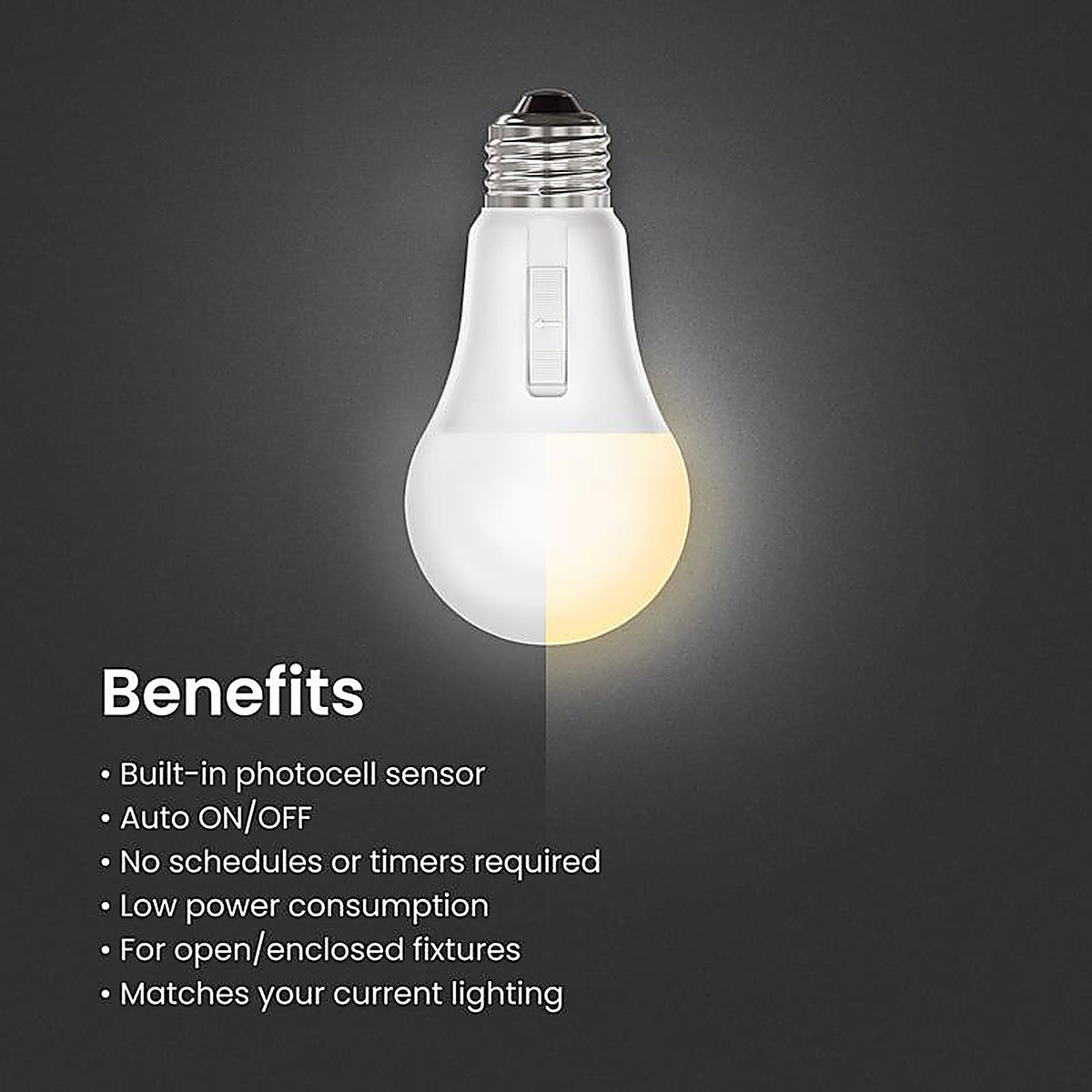 Feit Electric - OM603CCTCADDLDI - A19 E26 (Medium) LED Dusk to Dawn Bulb Tunable White/Color Changing 60 Watt Equivalenc