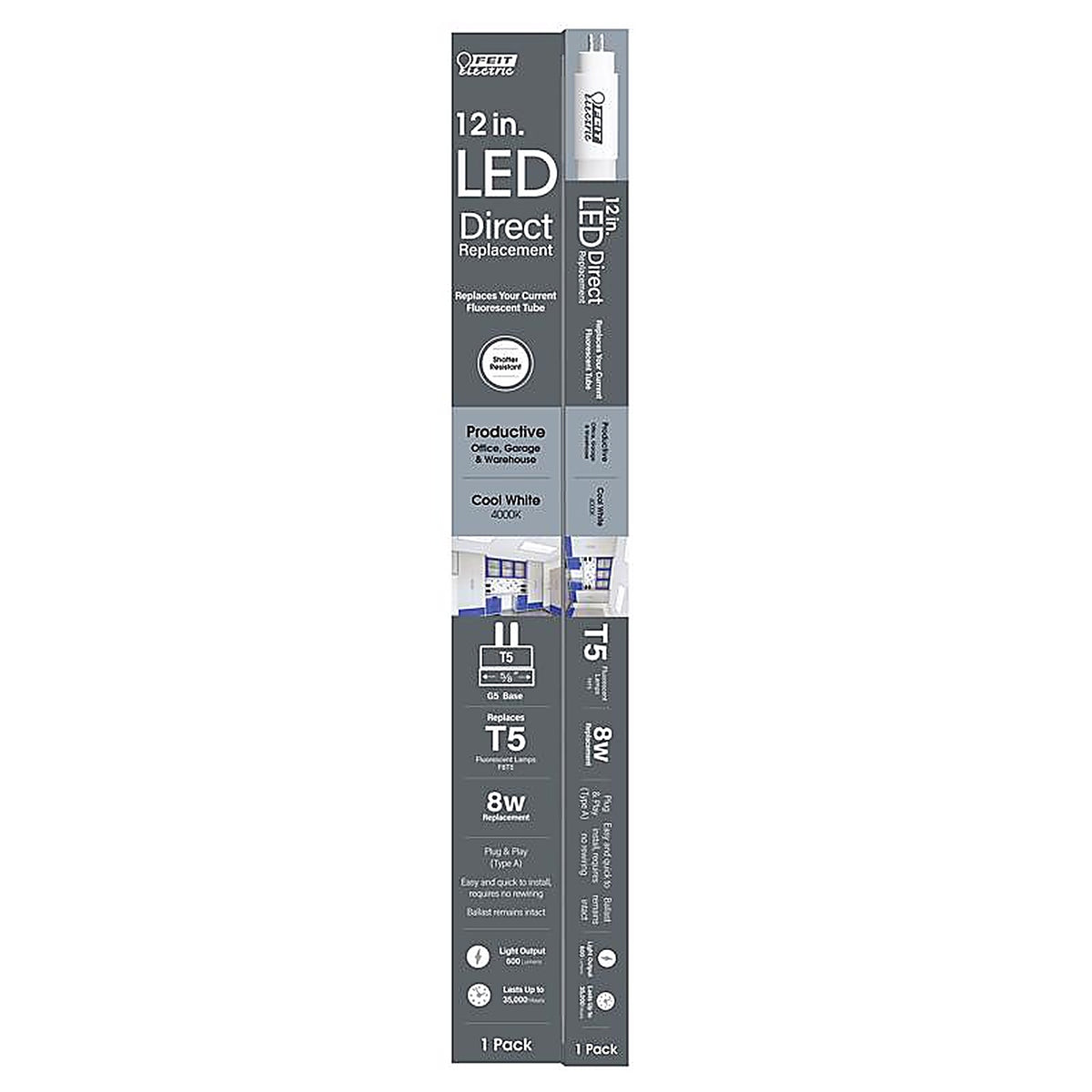 Feit - T512/840/LED - T5 Cool White 12 in. Bi-pin Base Linear LED Linear Lamp 8 Watt Equivalence 1 pk