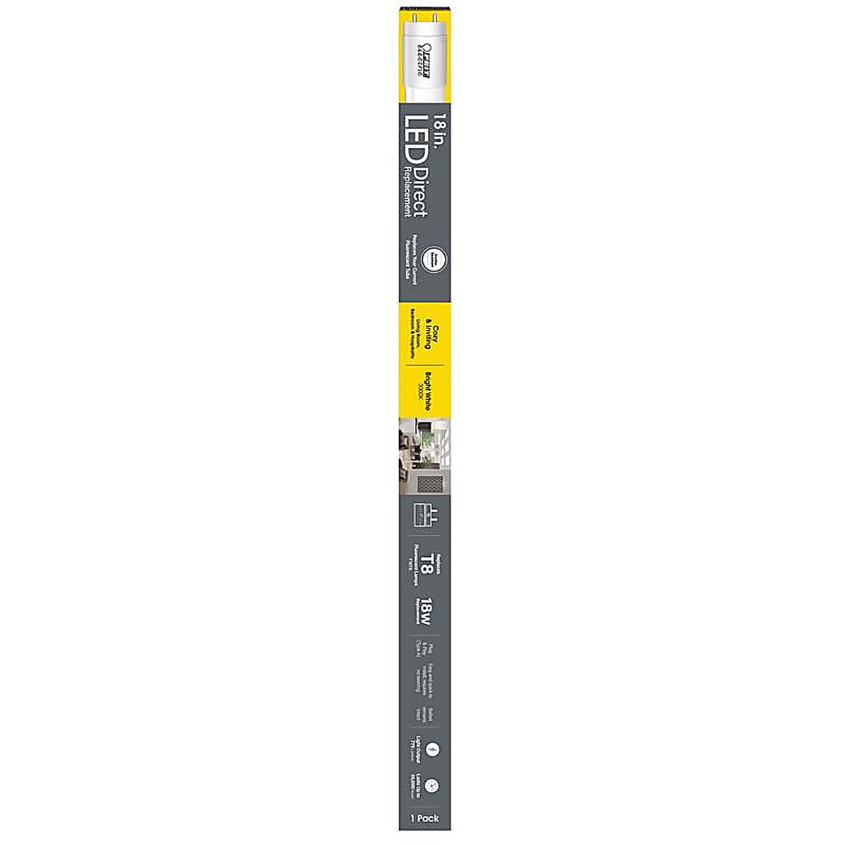 Feit - T818/830/LED - T8 Bright White 18 in. G13 Linear LED Linear Lamp 18 Watt Equivalence 1 pk