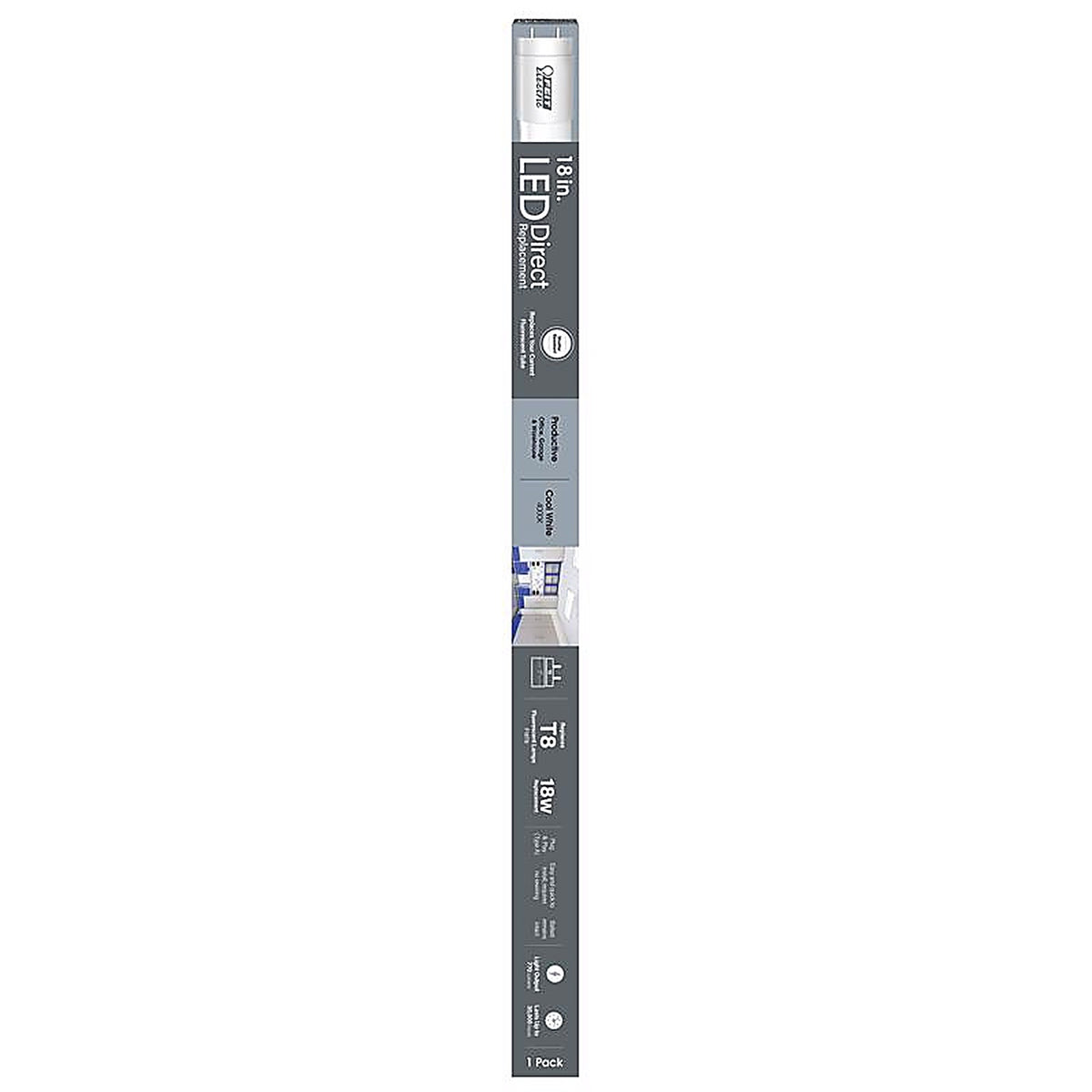 Feit - T818/840/LED - T8 Cool White 18 in. G13 Linear LED Linear Lamp 18 Watt Equivalence 1 pk