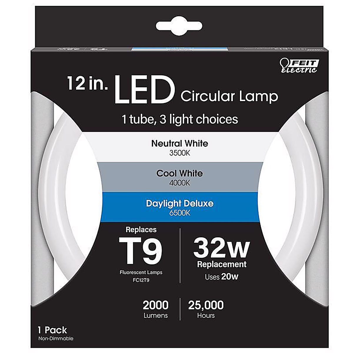 Feit Electric - FC12/3CCT/LED - T9 4-Pin LED Tube Light Color Changing 32 Watt Equivalence 1 pk