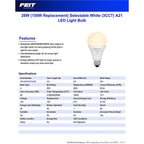 Feit - OM1503CCTCALEDI - LED A21 E26 (Medium) Smart-Enabled LED Bulb Tunable White 150 Watt Equivalence 1 pk