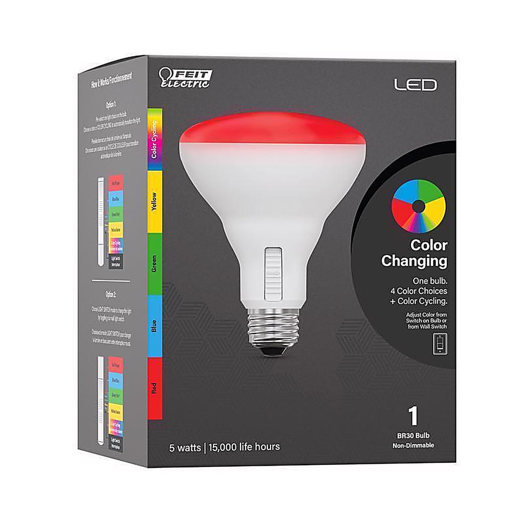 Feit - BR30/65W/RGB - LED Smart BR30 E26 (Medium) Smart-Enabled LED Floodlight Bulb Color Changing 65 Watt Equivalenc