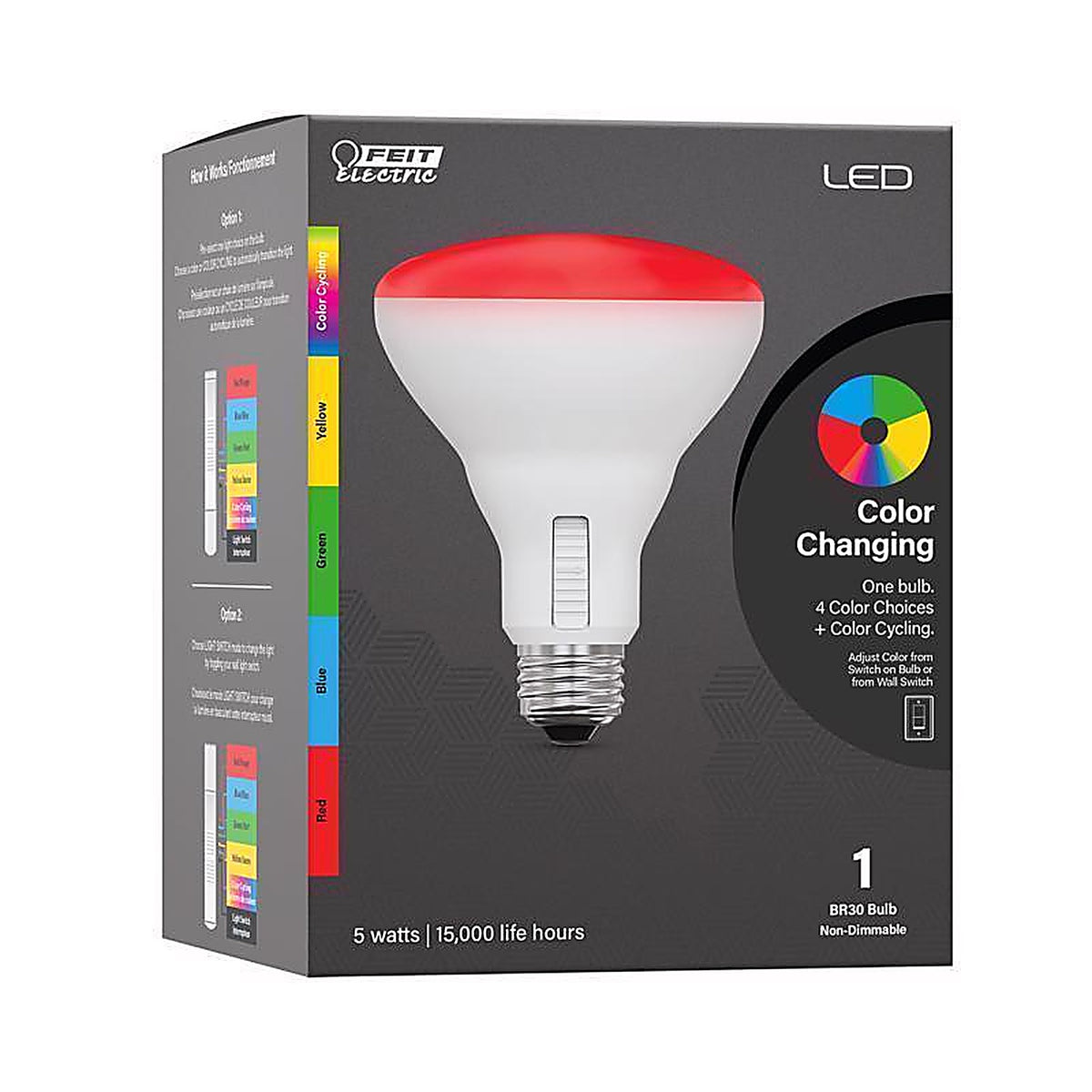 Feit - BR30/65W/RGB - LED Smart BR30 E26 (Medium) Smart-Enabled LED Floodlight Bulb Color Changing 65 Watt Equivalenc