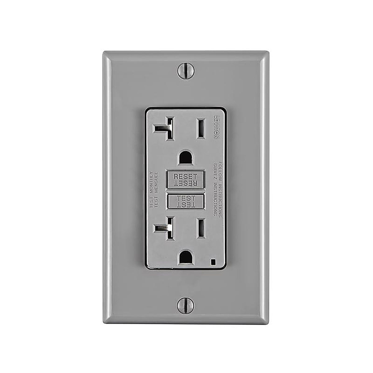 Leviton - GFTR2-0GY - 20 amps 125 V Standard/Duplex Gray GFCI Outlet 5-20R 1 pk