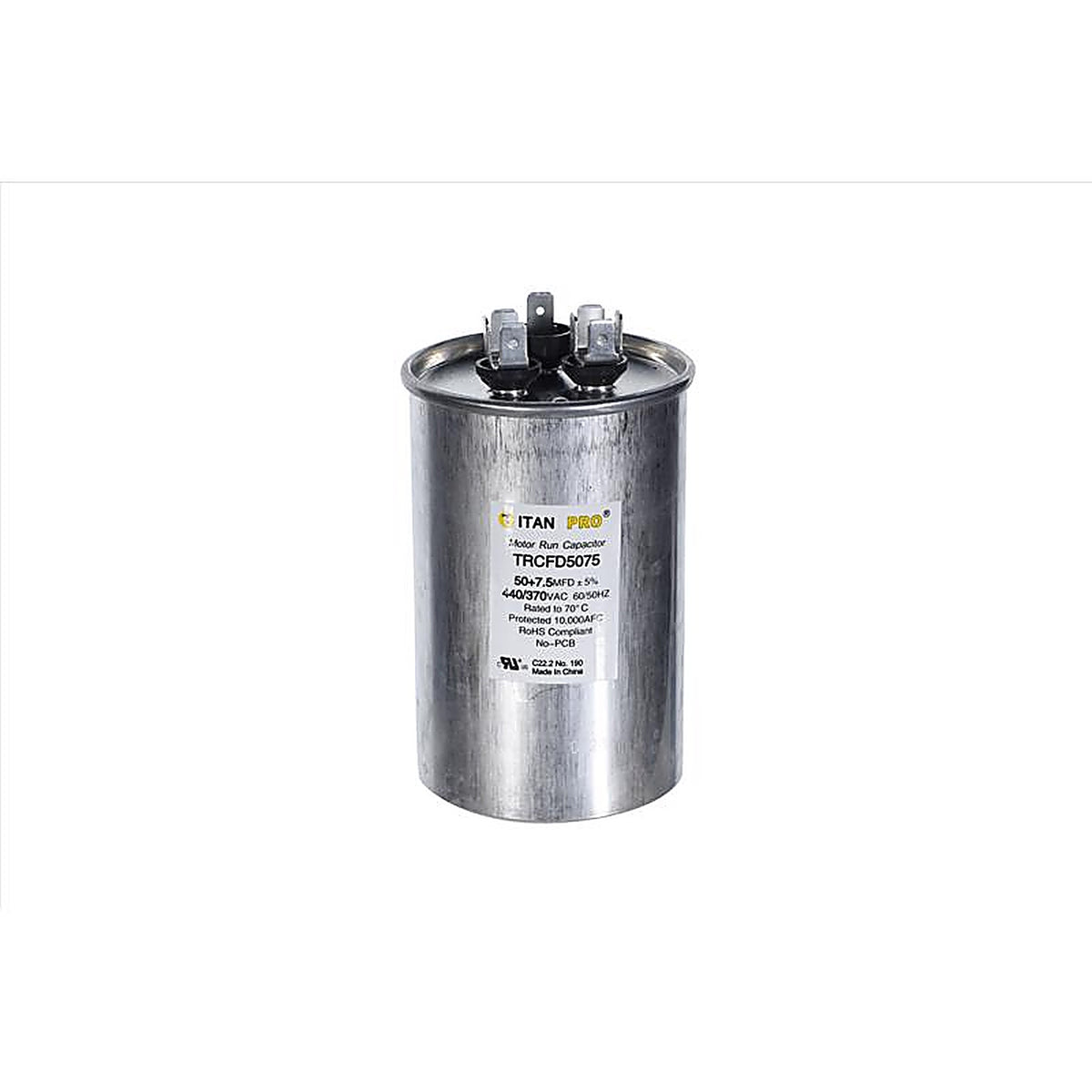 Titan Pro - TRCFD5075 - 50+7.5 MFD 440 V Round Run Capacitor