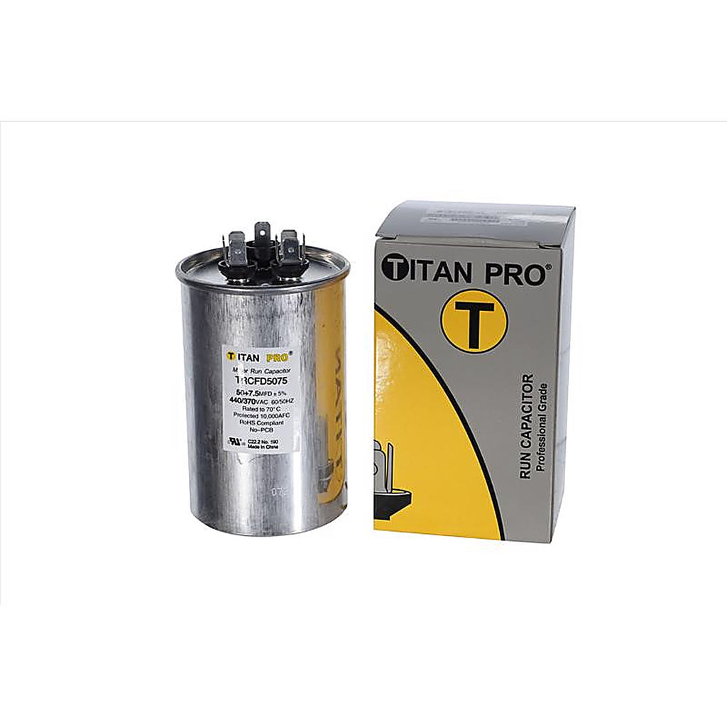 Titan Pro - TRCFD5075 - 50+7.5 MFD 440 V Round Run Capacitor