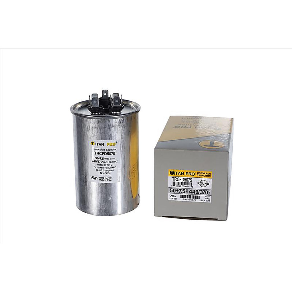 Titan Pro - TRCFD5075 - 50+7.5 MFD 440 V Round Run Capacitor