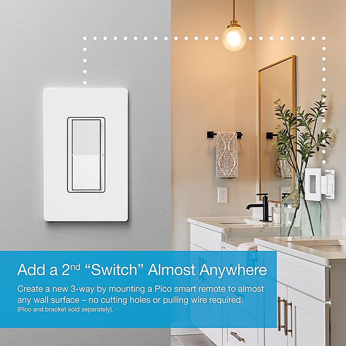 Lutron - DVRF-5NS-WH-R - Caseta 5 amps Single Pole Smart Smart-Enabled Rocker Switch White 1 pk