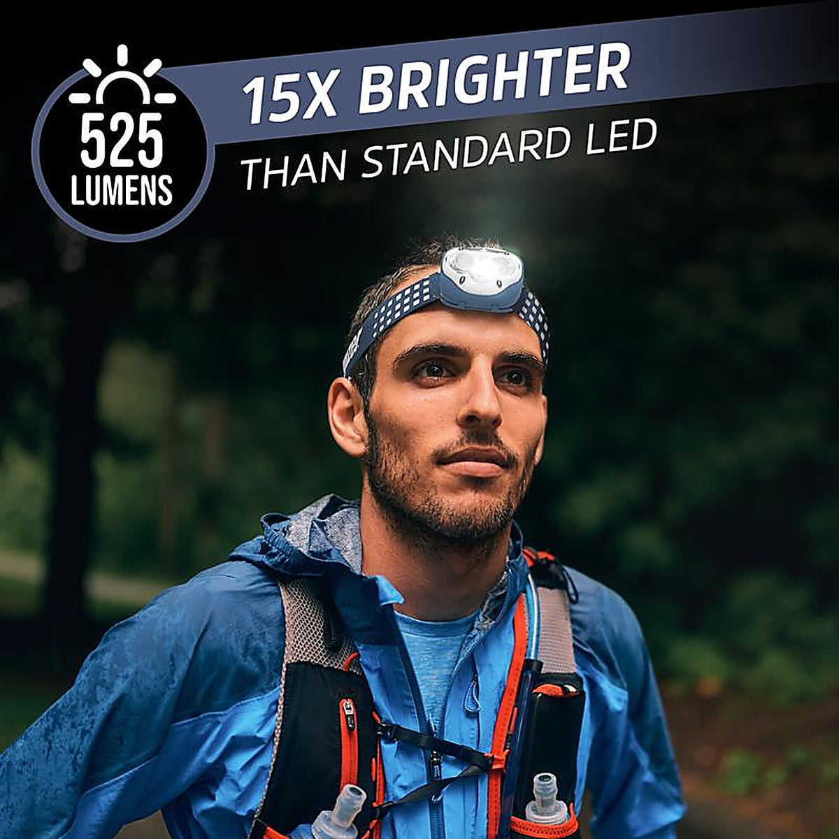 Energizer - ENHDED32E - Smart 525 lm Blue LED Head Lamp AAA Battery