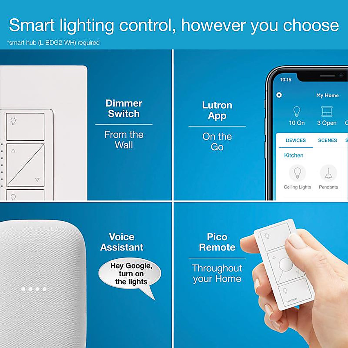 Lutron - PD-6WCL-WH-R - Caseta White 150 W Touch Smart-Enabled Dimmer Switch 1 pk
