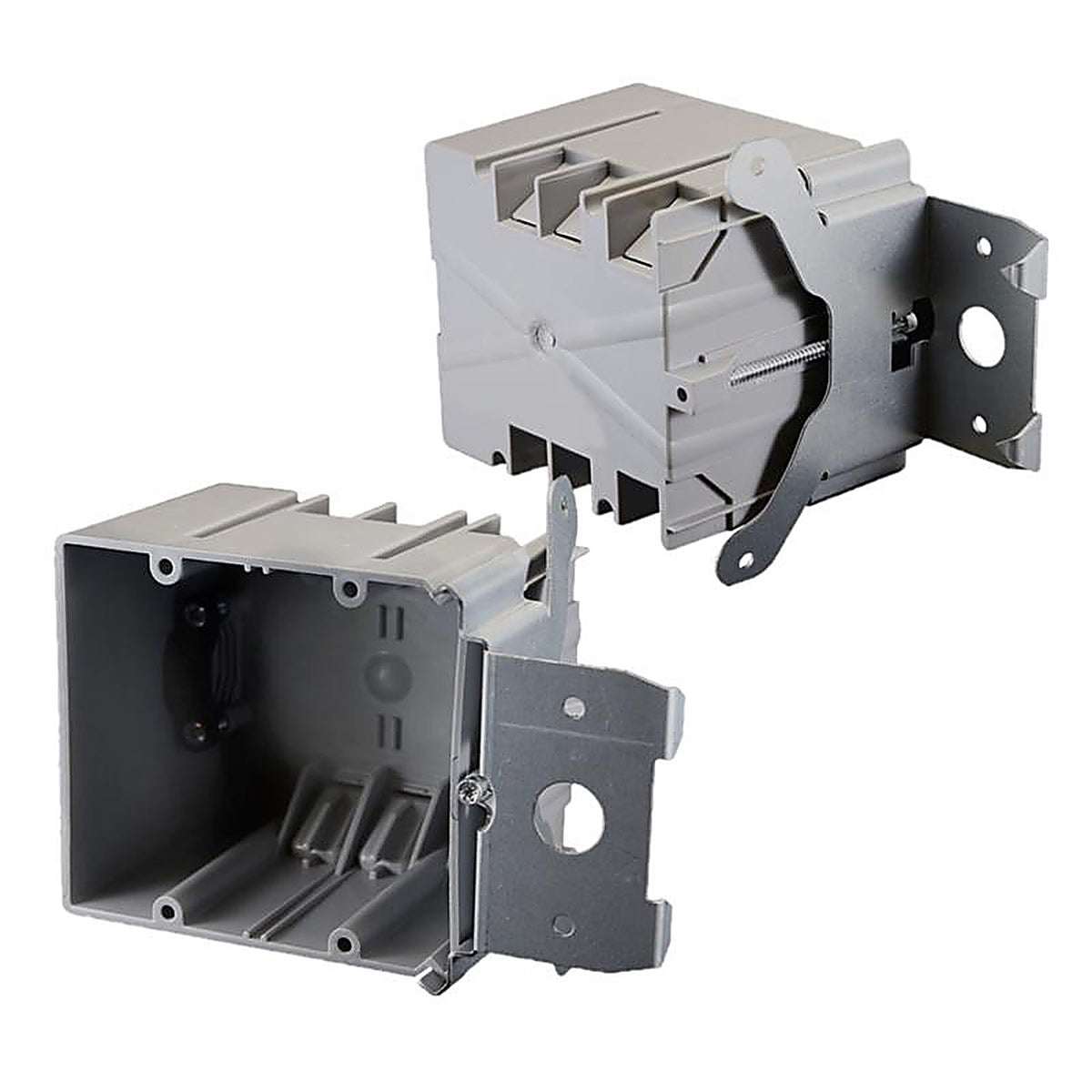 Cantex - EZ34DBZ-ADJ - EZ Box New and Old Work 34 cu in Rectangle PVC 2 gang Outlet Box Gray