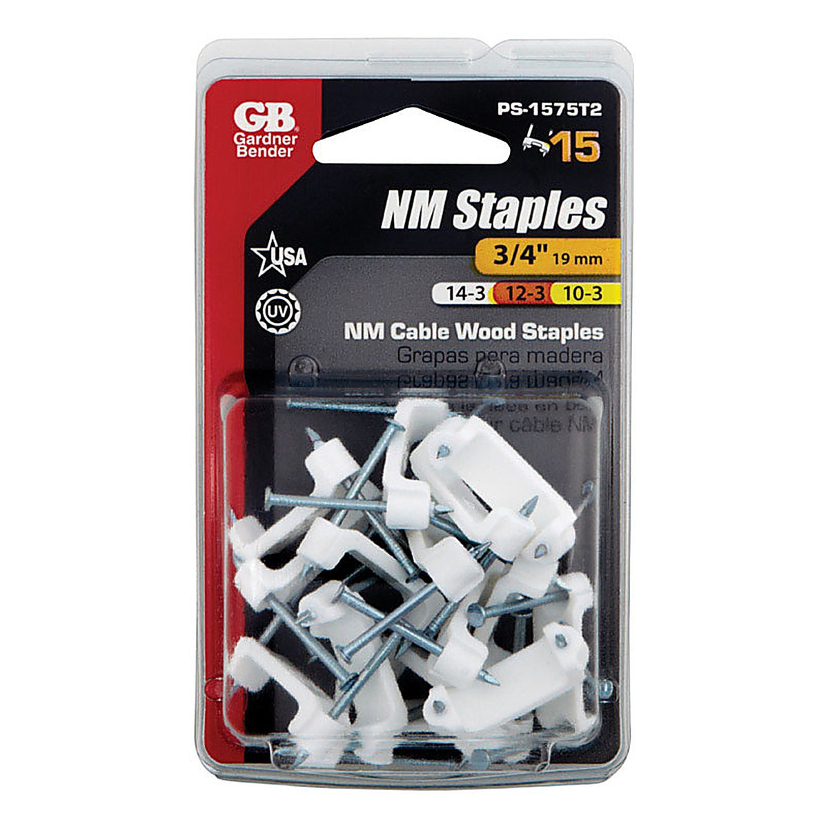 Gardner Bender - PS-1575T2 - 3/4 in. W Plastic Insulated Cable Staple - 15/Pack