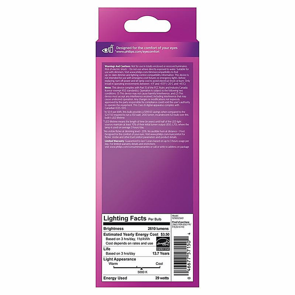 Philips - 571505 - A21 E26 (Medium) LED Bulb Daylight 150 Watt Equivalence 1 pk