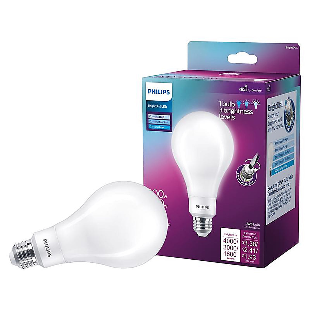 Philips - 576397 - A23 E26 (Medium) LED Bulb Daylight 300 Watt Equivalence 1 pk