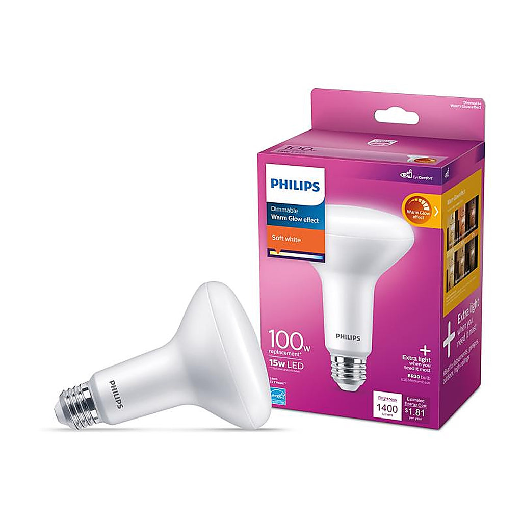 Philips - 571471 - BR30 E26 (Medium) LED Floodlight Bulb Soft White 100 Watt Equivalence 1 pk