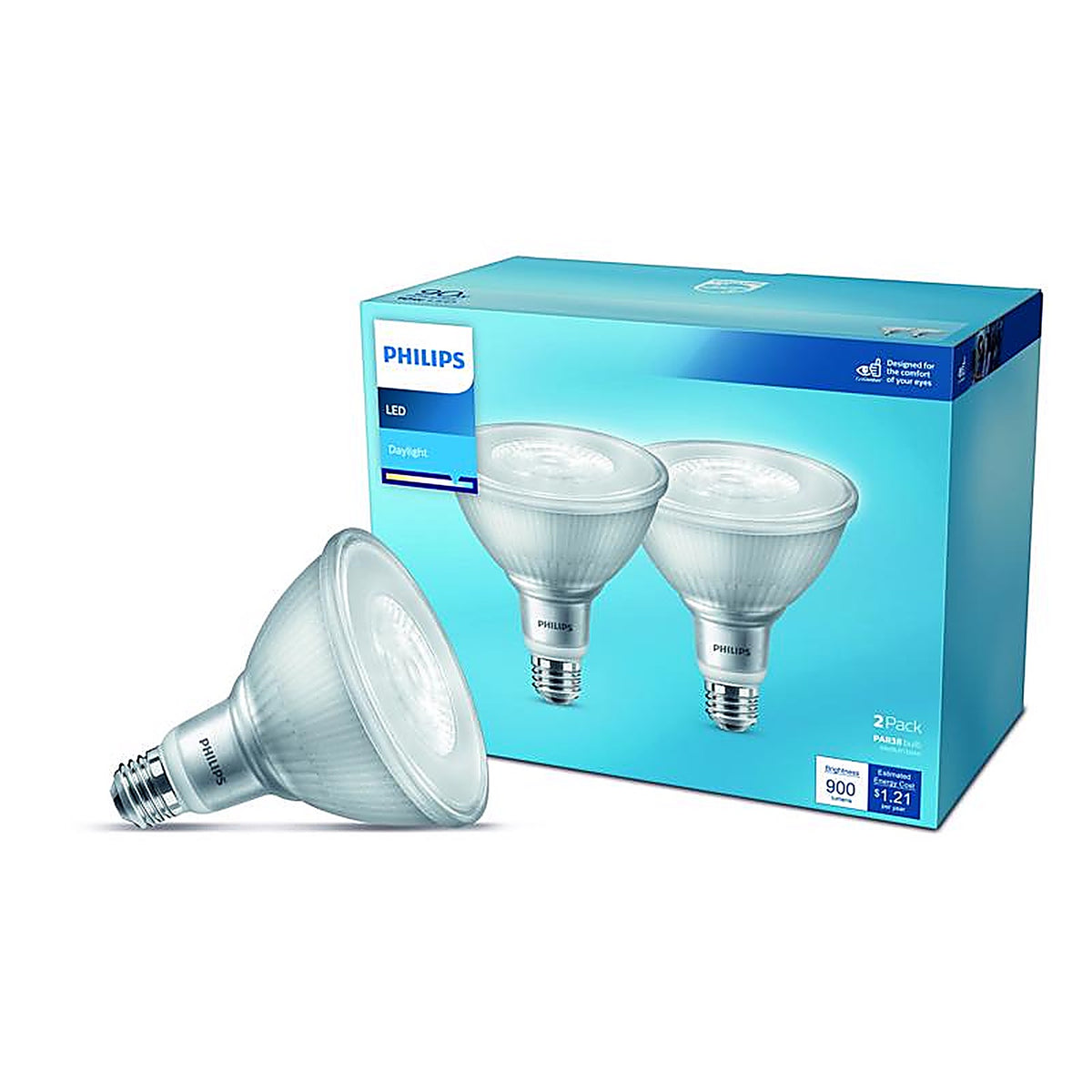 Philips - 573220 - PAR 38 E26 (Medium) LED Floodlight Bulb Daylight 90 Watt Equivalence 2 pk