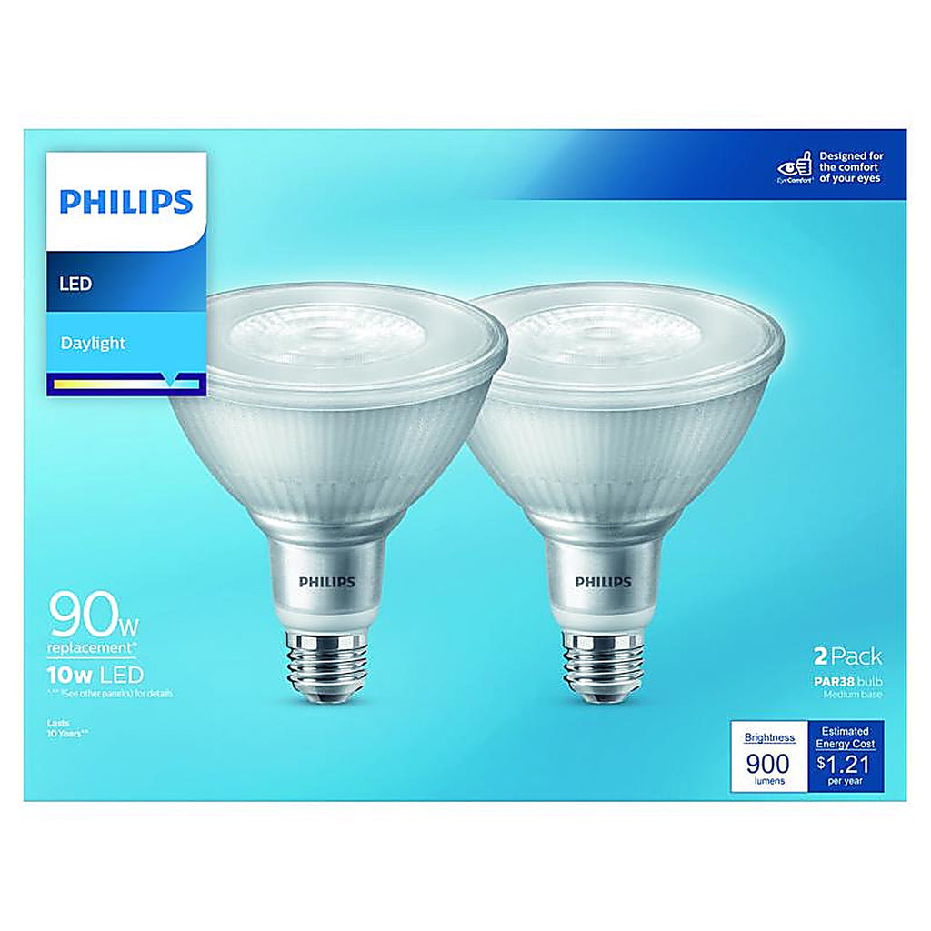 Philips - 573220 - PAR 38 E26 (Medium) LED Floodlight Bulb Daylight 90 Watt Equivalence 2 pk