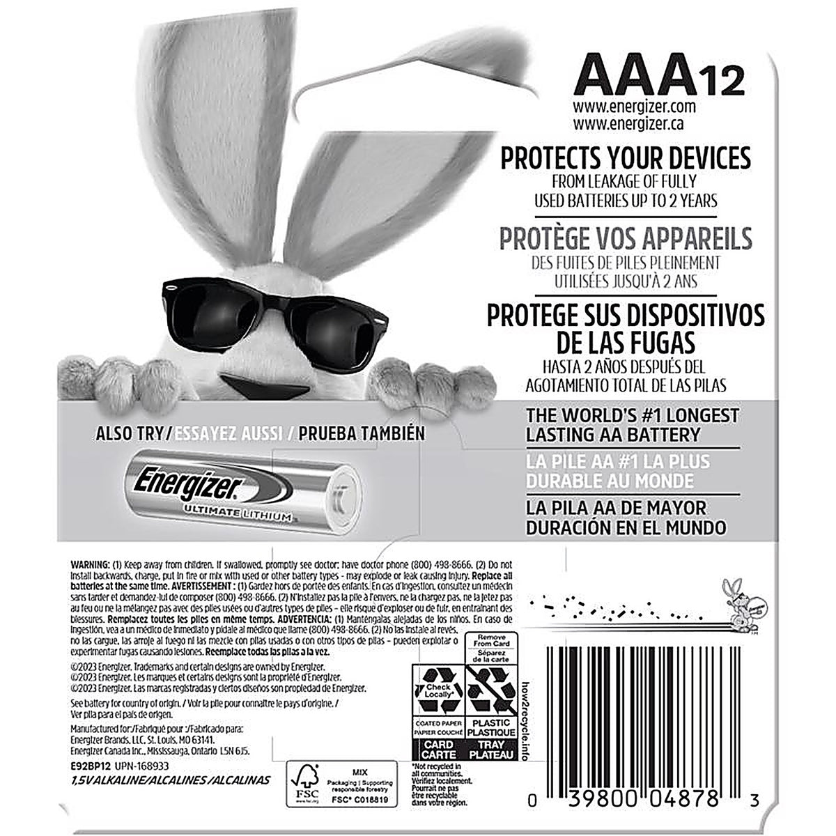 Energizer - E92BP-12 - Max AAA Alkaline Batteries 12 pk Carded