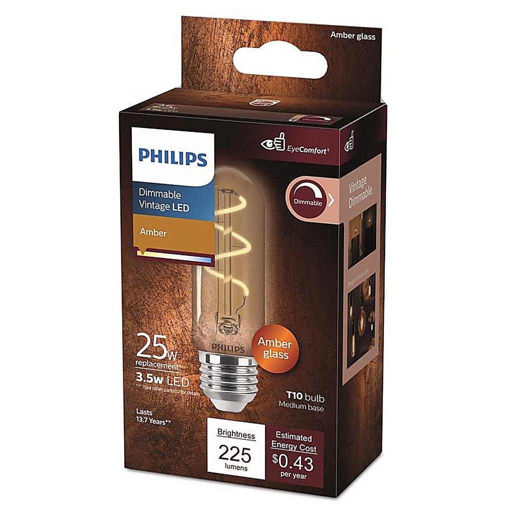 Philips - 565671 - T10 E26 (Medium) LED Bulb Amber 25 Watt Equivalence 1 pk