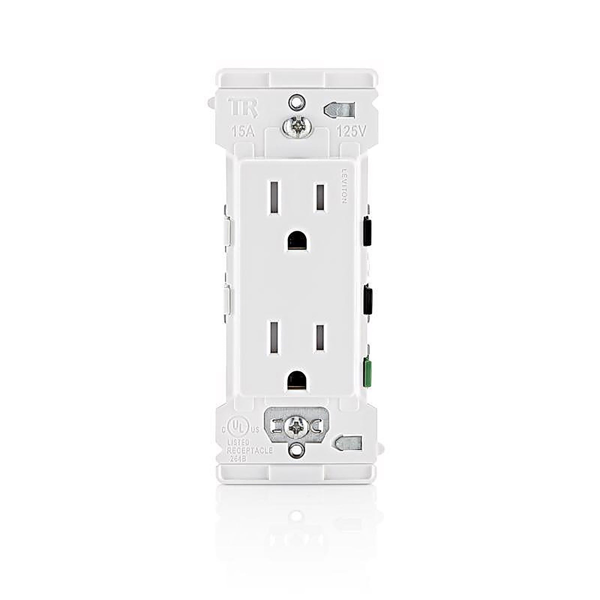 Leviton - E5325-0MW - Decora Edge 15 amps 125 V Duplex White Tamper Resistant Outlet 5-15 R 10 pk