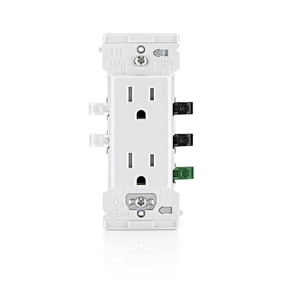 Leviton - E5325-0MW - Decora Edge 15 amps 125 V Duplex White Tamper Resistant Outlet 5-15 R 10 pk