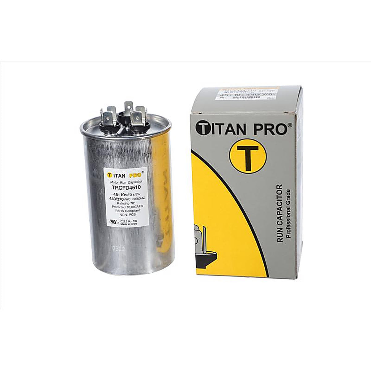 Titan Pro - TRCFD4510 - 45+10 MFD 440 V Round Run Capacitor
