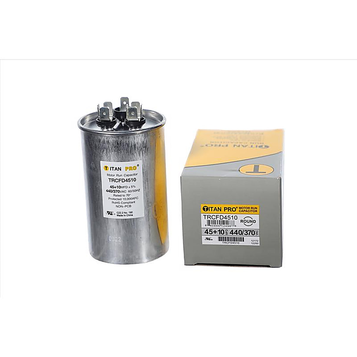Titan Pro - TRCFD4510 - 45+10 MFD 440 V Round Run Capacitor
