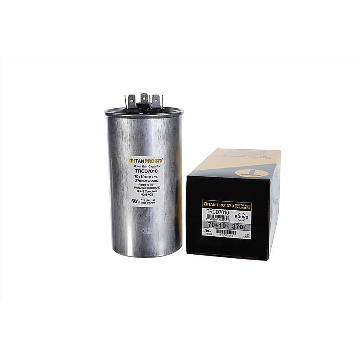Titan Pro - TRCD7010 - 70+10 MFD 370 V Round Run Capacitor
