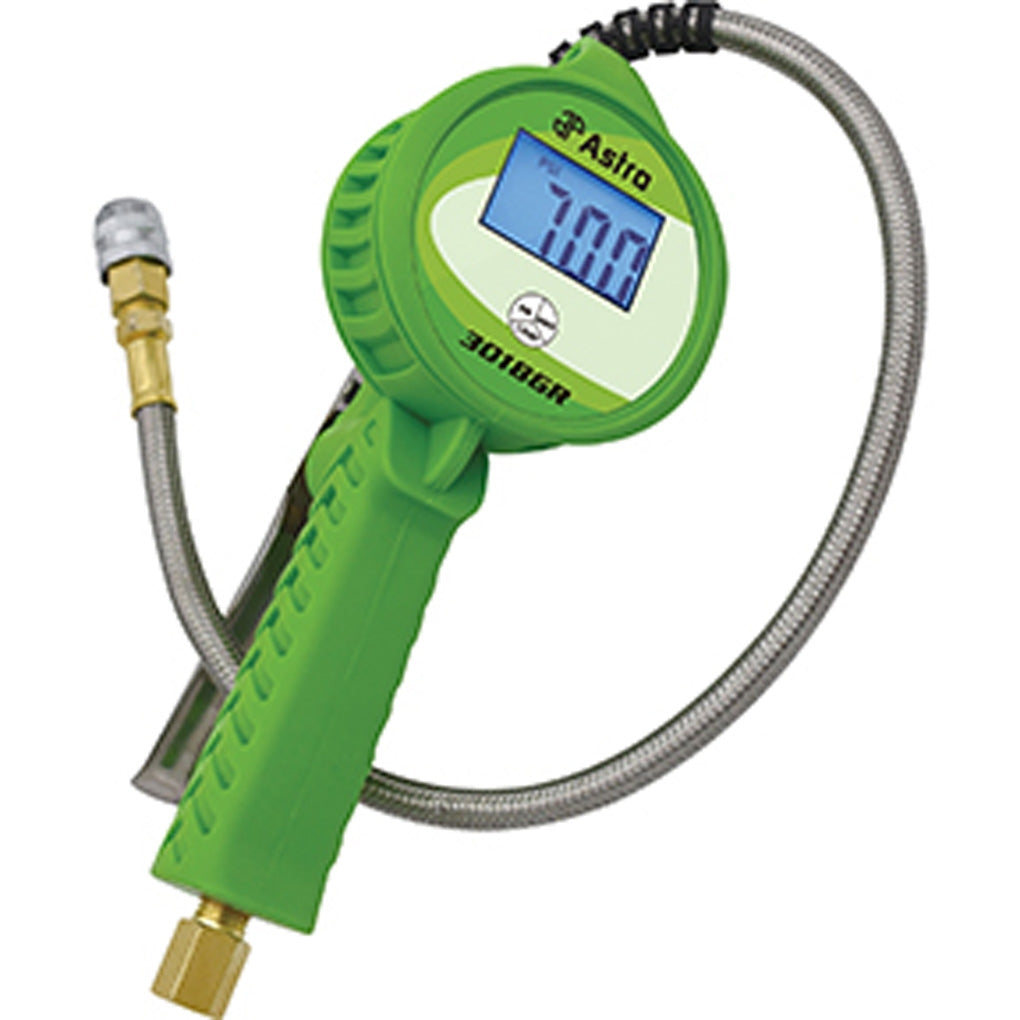Astro Pneumatic - 3018GR - Digital Tire Inflator w/ Stainless Steel Hose & Push-Lock Coupler Chuck - Green