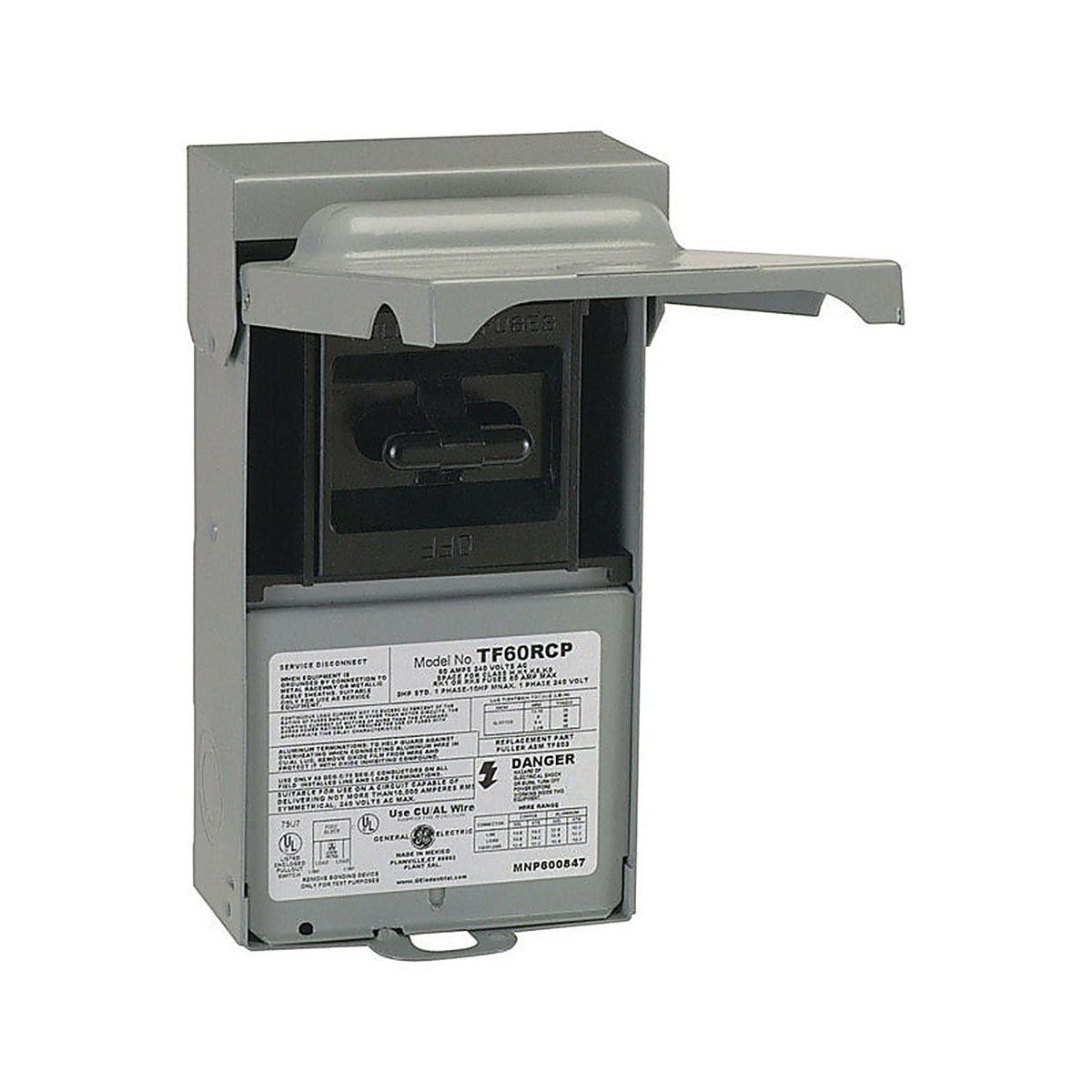 GE - TF60RCP - 60 amps Fusible 2-Pole AC Disconnect