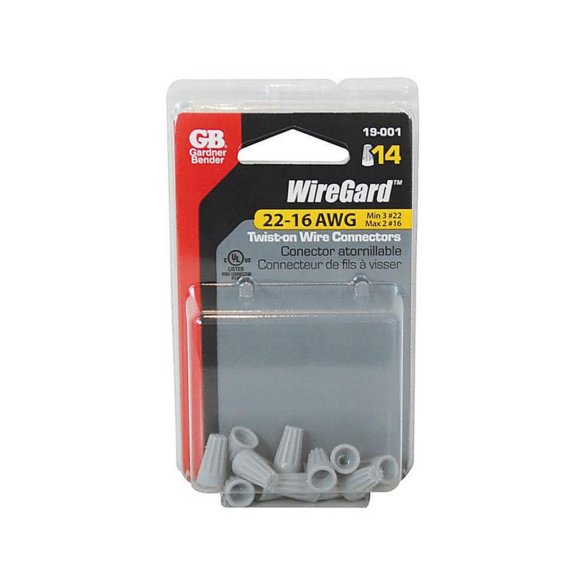 Gardner Bender - 19-001 - WingGard 22-16 Ga. Copper Wire Wire Connector Gray - 14/Pack