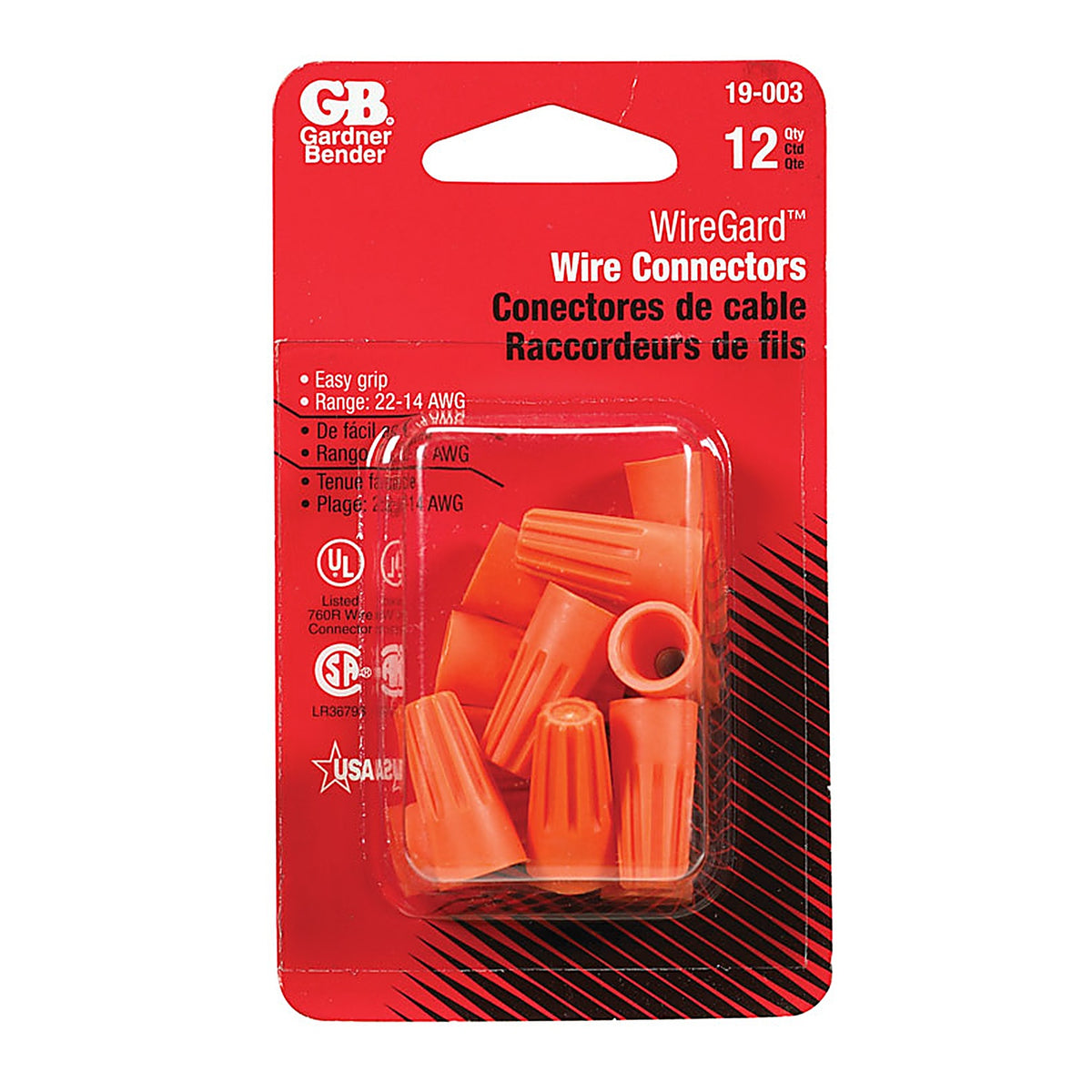 Gardner Bender - 19-003 - WingGard 22-14 Ga. Copper Wire Wire Connector Orange - 12/Pack