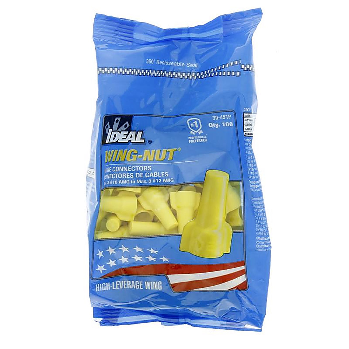 Ideal - 30-451P - Wing-Nut Insulated Wire Connector Yellow 100 pk