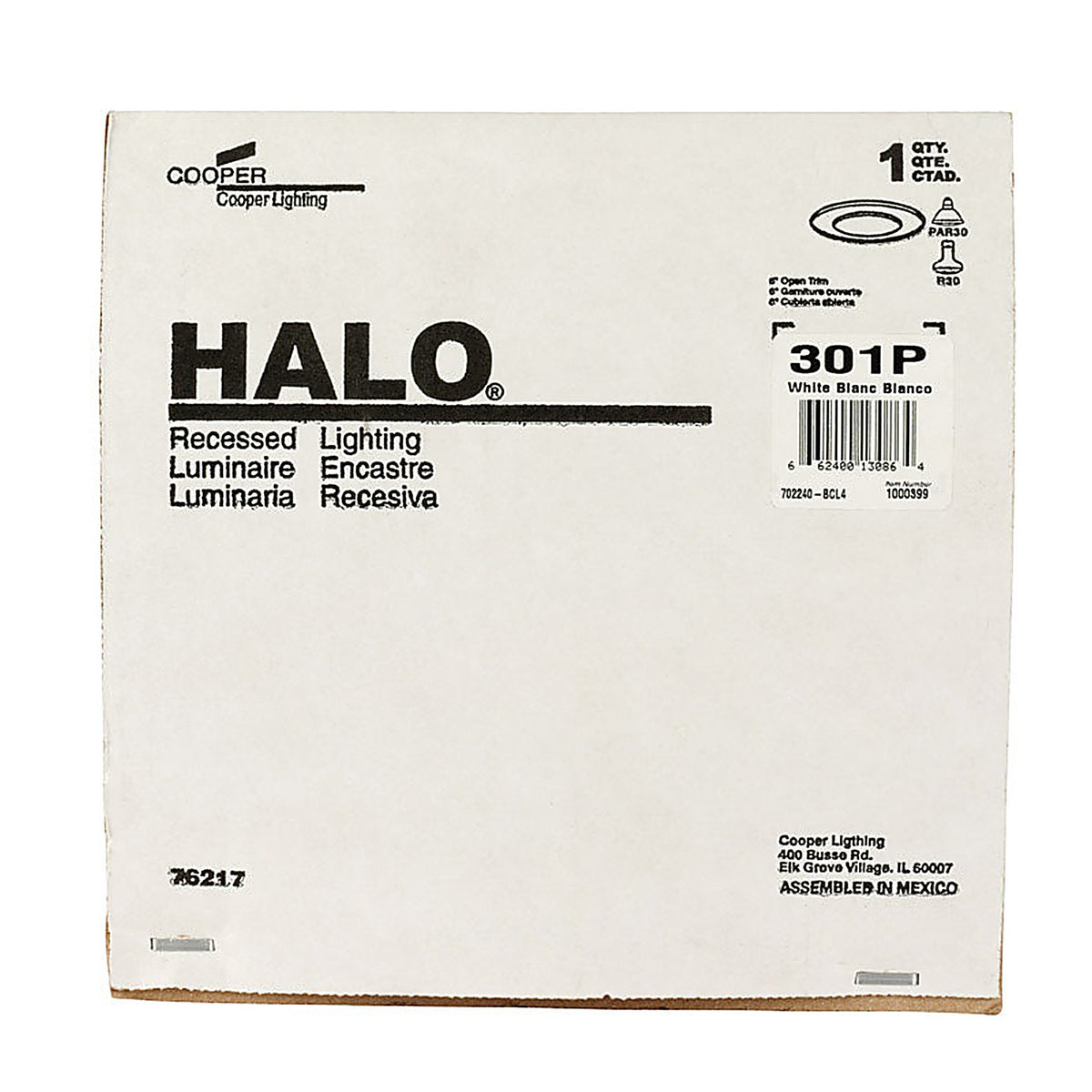 Halo - 301P - Matte White 6 in. W Metal Incandescent Recessed Light Trim 75 watt