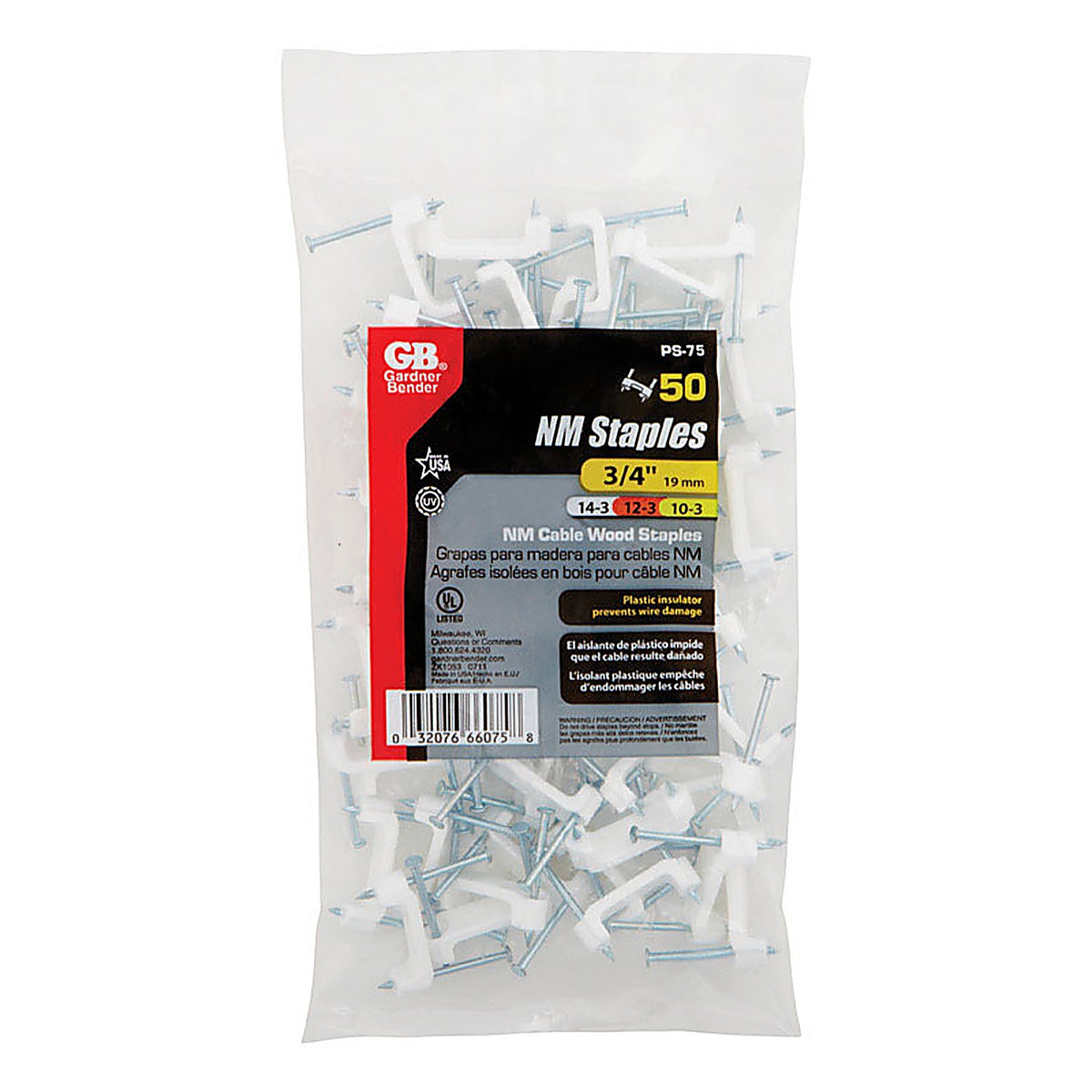Gardner Bender - PS-75 - 3/4 in. W Plastic Insulated Cable Staple - 50/Pack