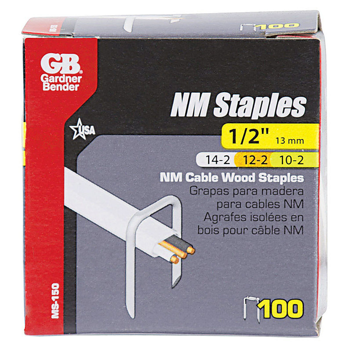 Gardner Bender - MS-150 - 1/2 in. W Steel Cable Staple - 100/Pack
