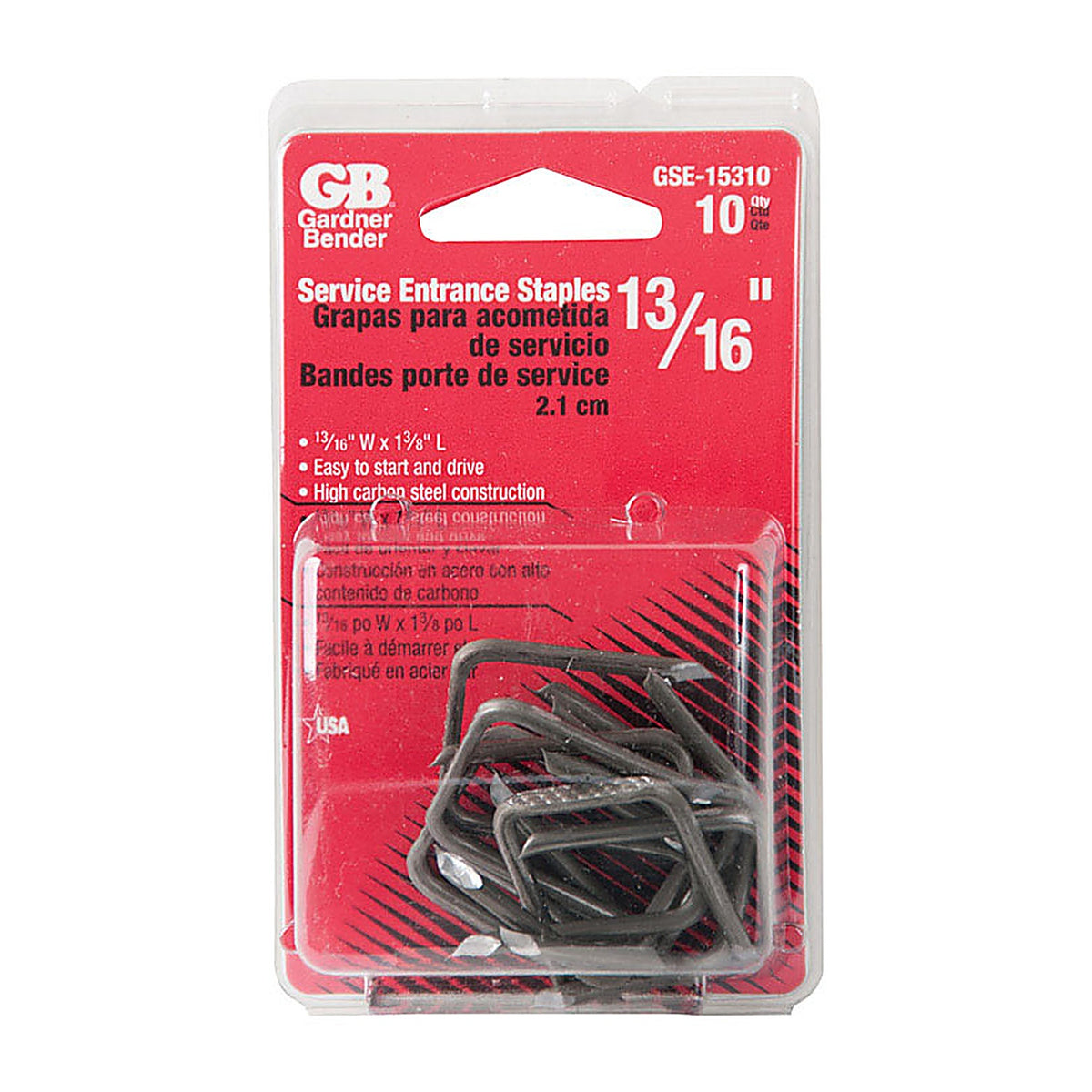 Gardner Bender - GSE-15310 - .813 in. W Steel Service Entrance Staple - 10/Pack